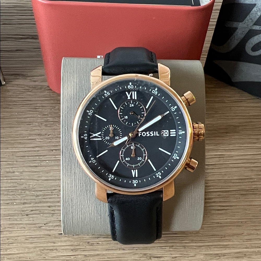 Fossil Black and Gold Chronograph Watch